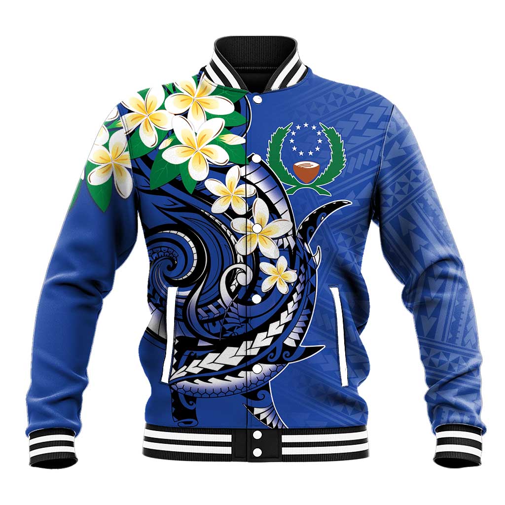 FSM Pohnpei Polynesian Shark Tattoo Personalised Baseball Jacket LT9 Unisex Blue - Polynesian Pride