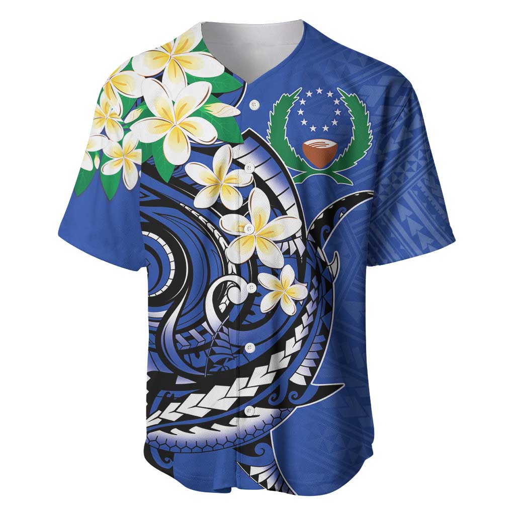 FSM Pohnpei Polynesian Shark Tattoo Personalised Baseball Jersey LT9 Blue - Polynesian Pride
