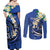 FSM Pohnpei Polynesian Shark Tattoo Personalised Couples Matching Off Shoulder Maxi Dress and Long Sleeve Button Shirt