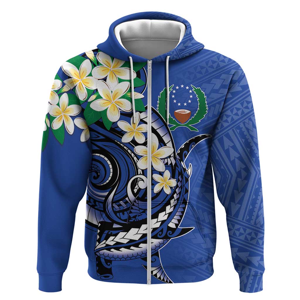 FSM Pohnpei Polynesian Shark Tattoo Personalised Hoodie LT9 Zip Hoodie Blue - Polynesian Pride