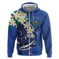 FSM Pohnpei Polynesian Shark Tattoo Personalised Hoodie LT9 Zip Hoodie Blue - Polynesian Pride