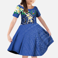 FSM Pohnpei Polynesian Shark Tattoo Personalised Kid Short Sleeve Dress LT9 KID Blue - Polynesian Pride