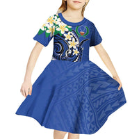 FSM Pohnpei Polynesian Shark Tattoo Personalised Kid Short Sleeve Dress LT9 - Polynesian Pride