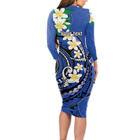 FSM Pohnpei Polynesian Shark Tattoo Personalised Long Sleeve Bodycon Dress LT9 - Polynesian Pride