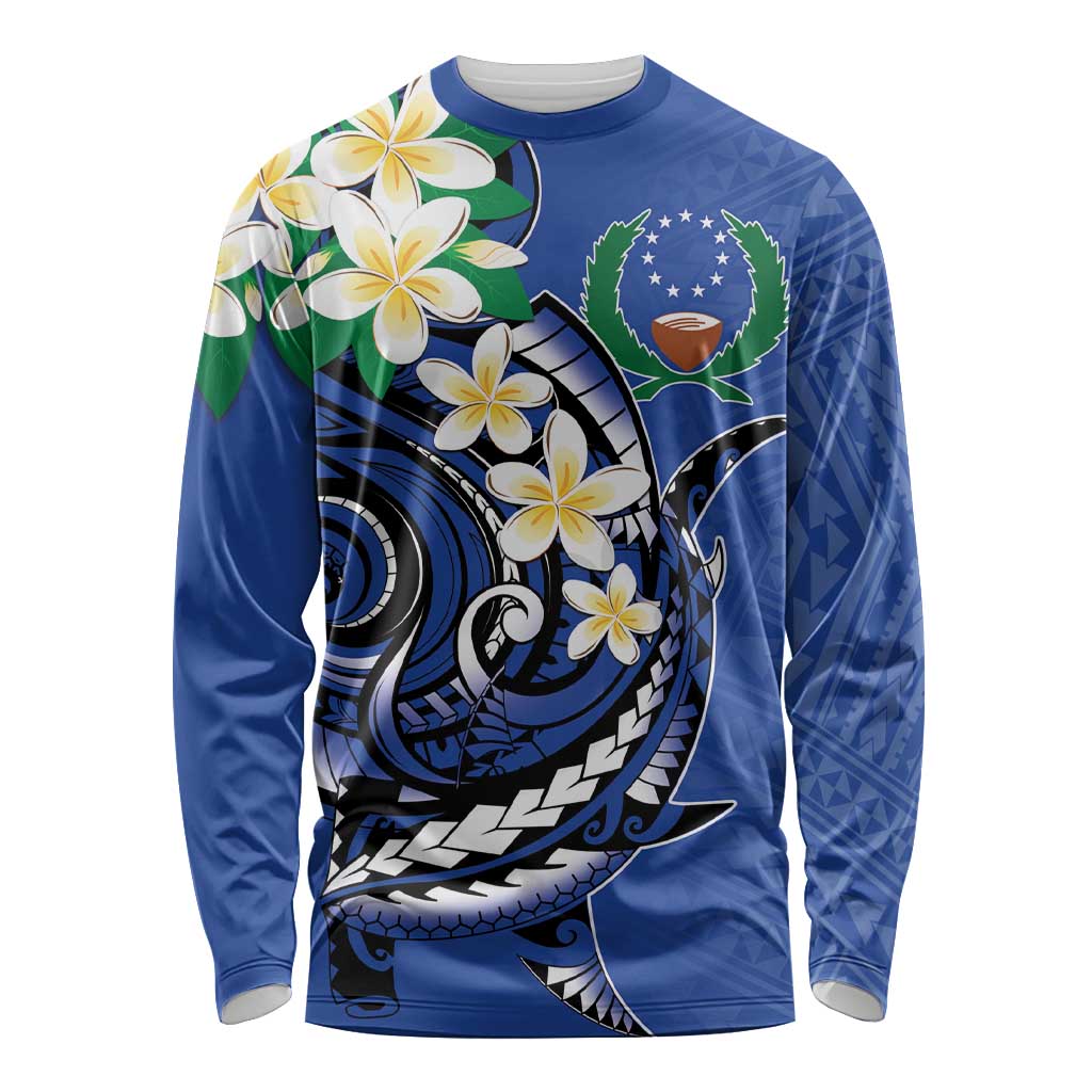 FSM Pohnpei Polynesian Shark Tattoo Personalised Long Sleeve Shirt LT9 Unisex Blue - Polynesian Pride