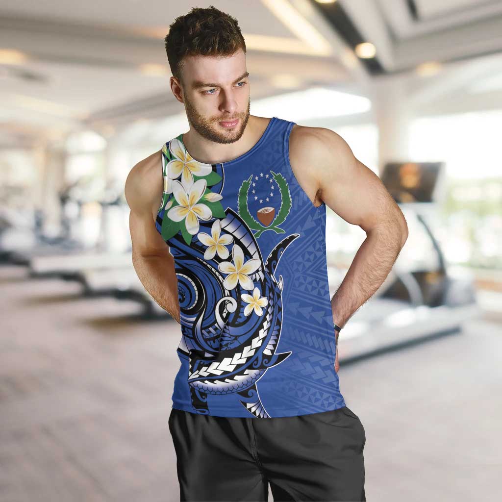FSM Pohnpei Polynesian Shark Tattoo Personalised Men Tank Top LT9 Blue - Polynesian Pride