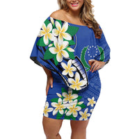 FSM Pohnpei Polynesian Shark Tattoo Personalised Off Shoulder Short Dress LT9 Women Blue - Polynesian Pride