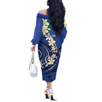 FSM Pohnpei Polynesian Shark Tattoo Personalised Off The Shoulder Long Sleeve Dress LT9 - Polynesian Pride