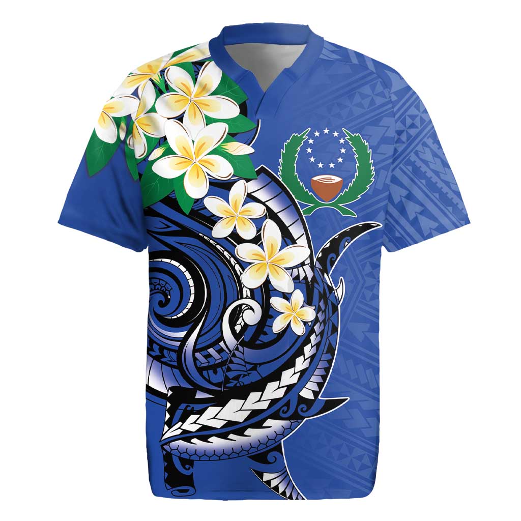 FSM Pohnpei Polynesian Shark Tattoo Personalised Rugby Jersey LT9 Blue - Polynesian Pride
