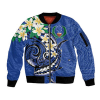 FSM Pohnpei Polynesian Shark Tattoo Personalised Sleeve Zip Bomber Jacket LT9 Unisex Blue - Polynesian Pride