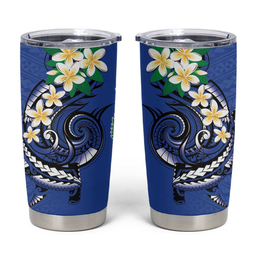 FSM Pohnpei Polynesian Shark Tattoo Personalised Tumbler Cup LT9 Blue - Polynesian Pride