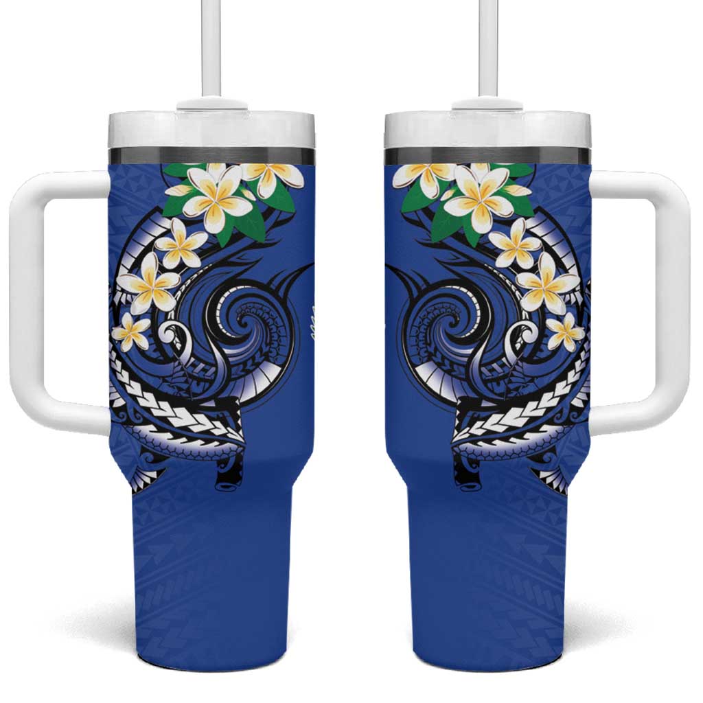 FSM Pohnpei Polynesian Shark Tattoo Personalised Tumbler With Handle LT9 One Size: 40 oz Blue - Polynesian Pride