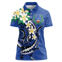 FSM Pohnpei Polynesian Shark Tattoo Personalised Women Polo Shirt LT9 Female Blue - Polynesian Pride