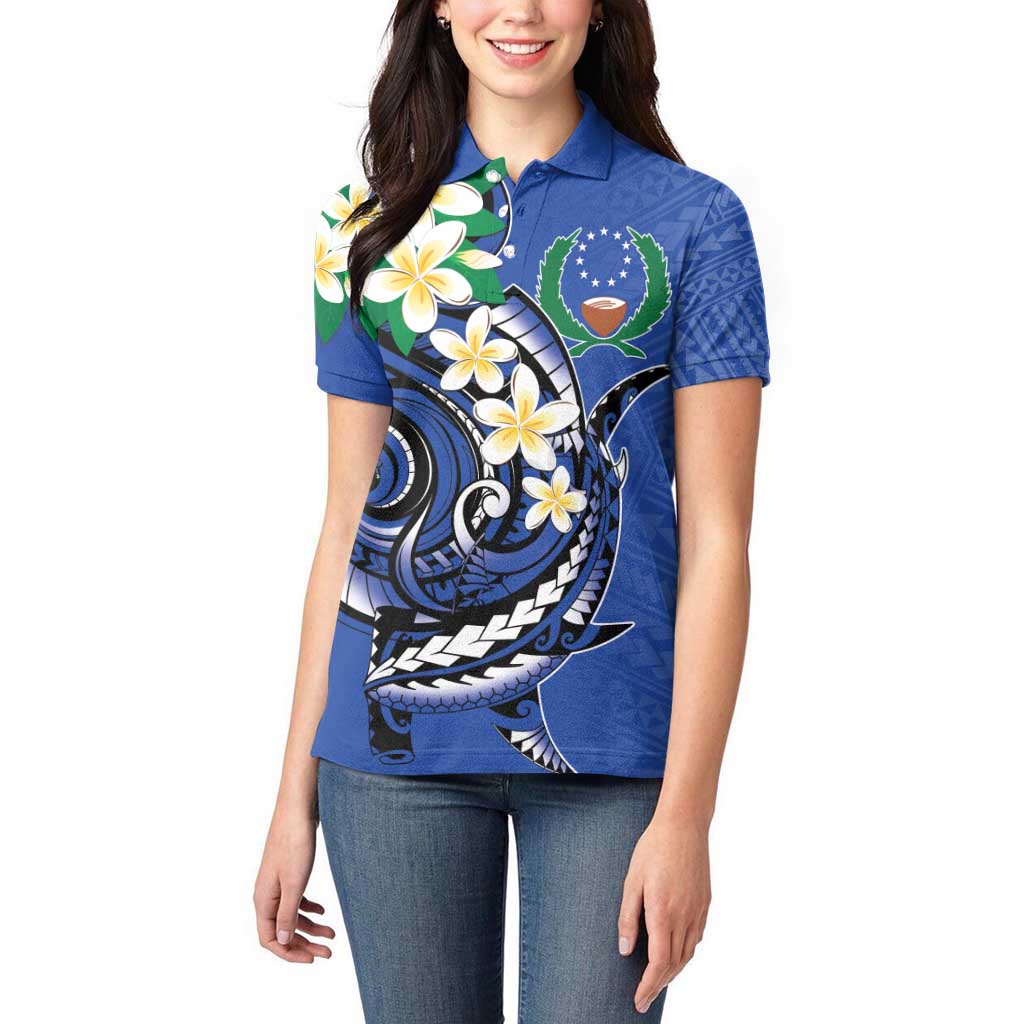 FSM Pohnpei Polynesian Shark Tattoo Personalised Women Polo Shirt LT9 - Polynesian Pride