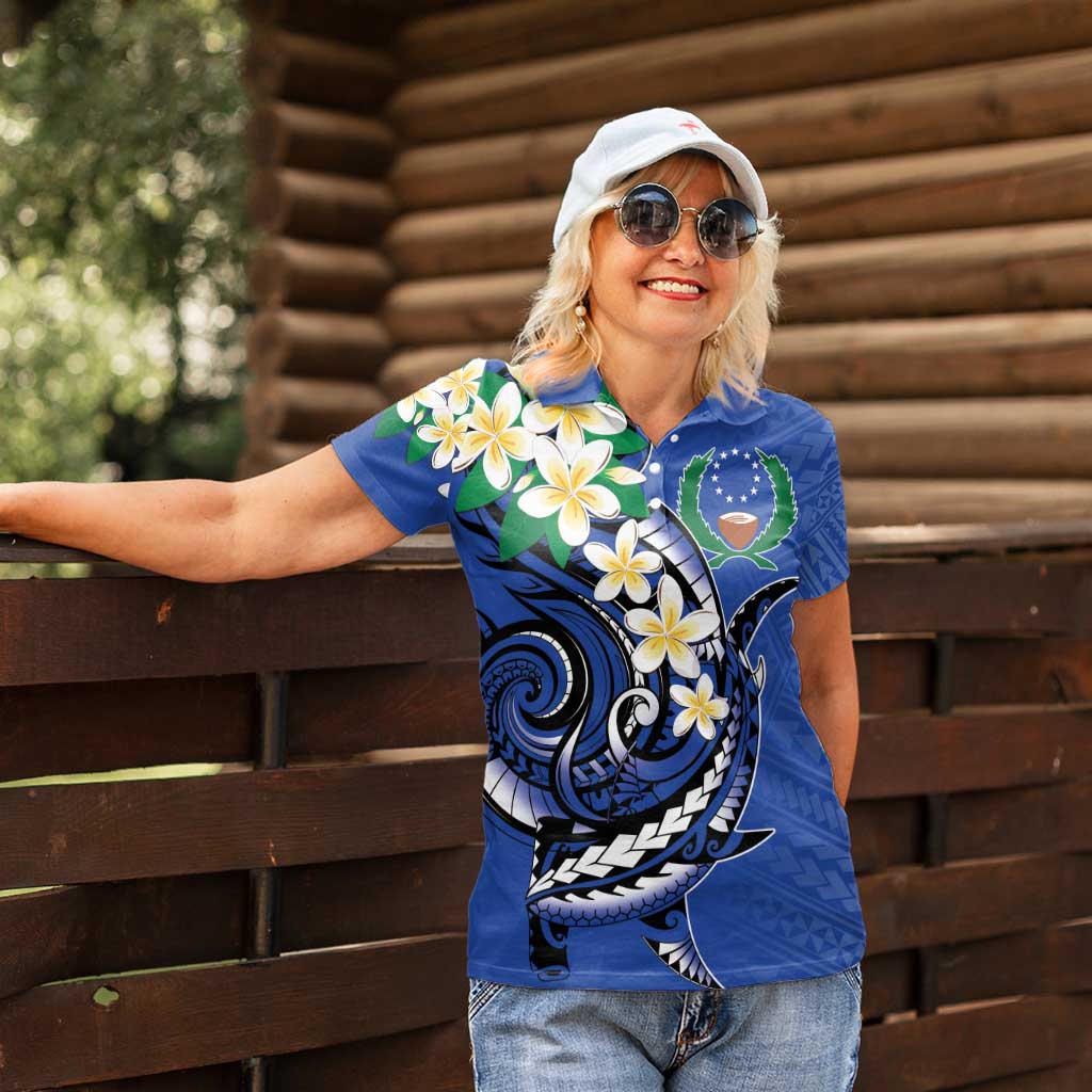 FSM Pohnpei Polynesian Shark Tattoo Personalised Women Polo Shirt LT9 - Polynesian Pride
