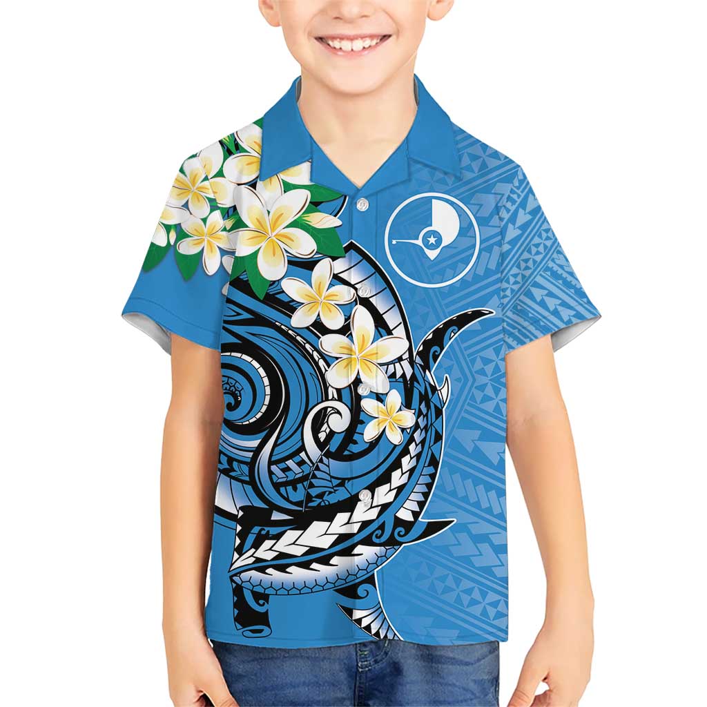 FSM Yap State Polynesian Shark Tattoo Personalised Kid Hawaiian Shirt LT9 Kid Blue - Polynesian Pride