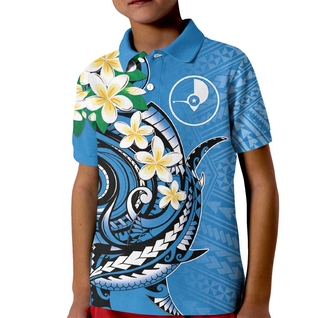 FSM Yap State Polynesian Shark Tattoo Personalised Kid Polo Shirt LT9 Kid Blue - Polynesian Pride