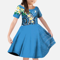 FSM Yap State Polynesian Shark Tattoo Personalised Kid Short Sleeve Dress LT9 KID Blue - Polynesian Pride