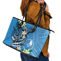FSM Yap State Polynesian Shark Tattoo Personalised Leather Tote Bag LT9 - Polynesian Pride