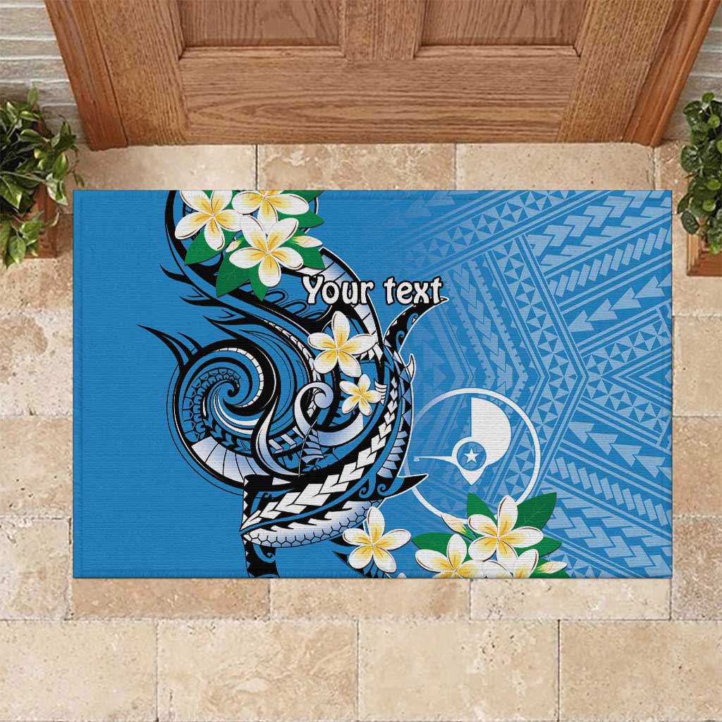 FSM Yap State Polynesian Shark Tattoo Personalised Rubber Doormat LT9 Blue - Polynesian Pride