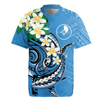 FSM Yap State Polynesian Shark Tattoo Personalised Rugby Jersey LT9 Blue - Polynesian Pride