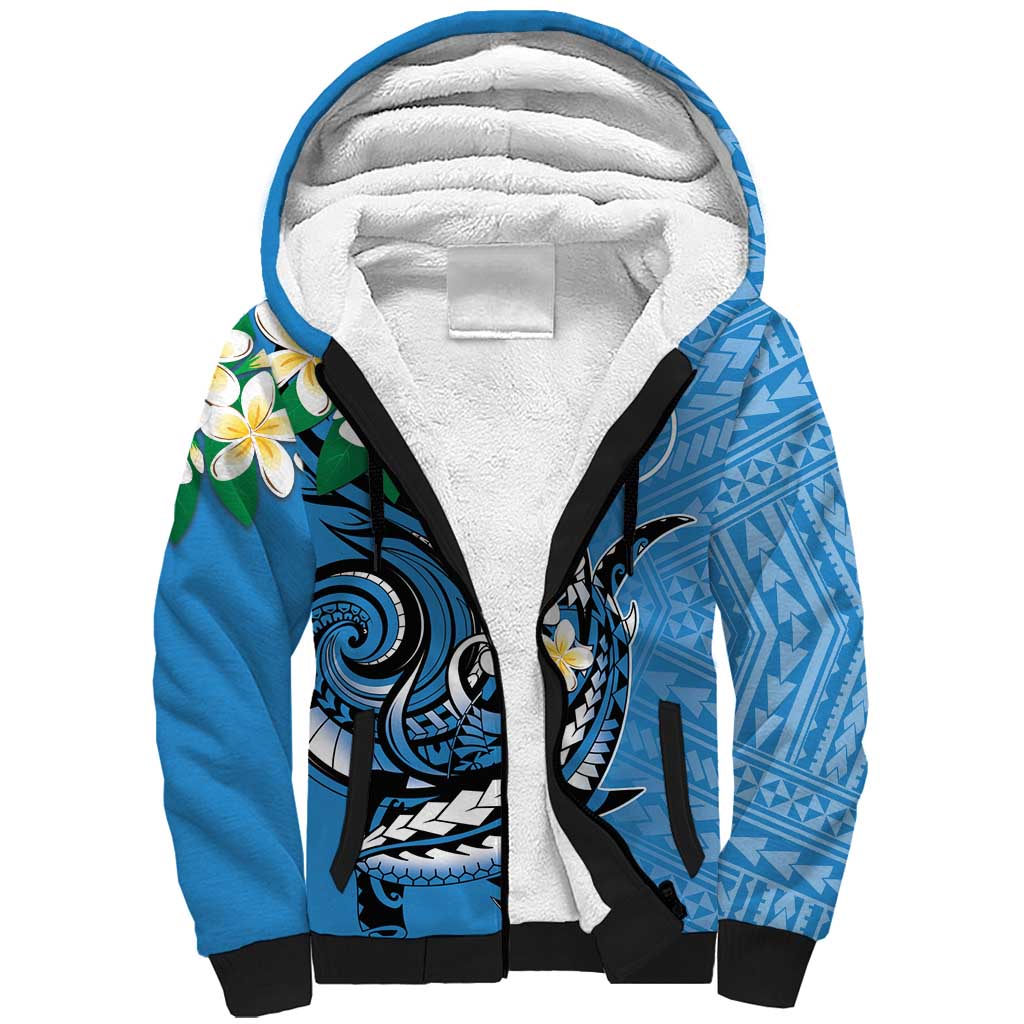 FSM Yap State Polynesian Shark Tattoo Personalised Sherpa Hoodie LT9 Unisex Blue - Polynesian Pride
