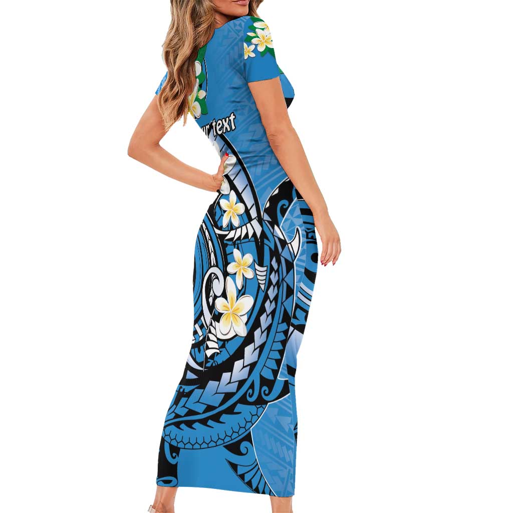 FSM Yap State Polynesian Shark Tattoo Personalised Short Sleeve Bodycon Dress LT9 - Polynesian Pride