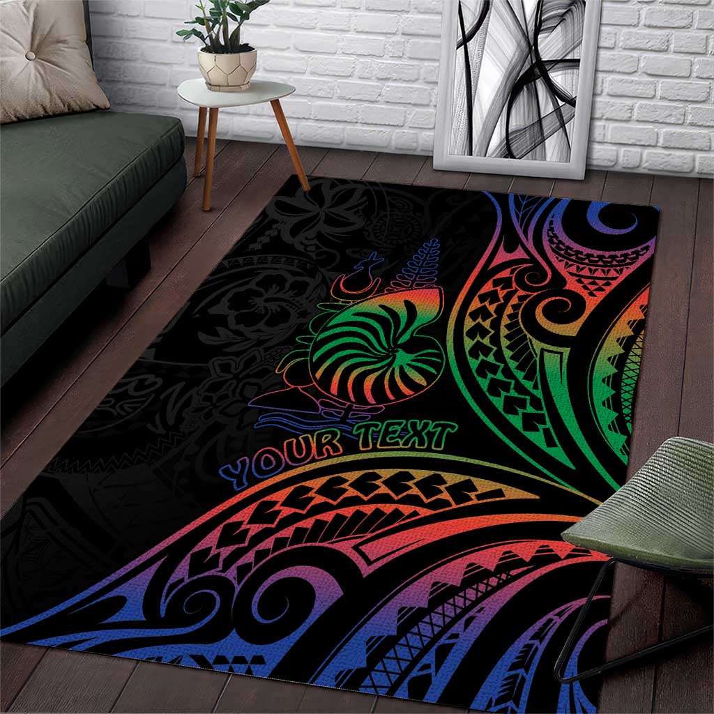 New Caledonia Polynesian Tatoo Personalised Area Rug LT9 Black - Polynesian Pride