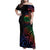 New Caledonia Polynesian Tatoo Personalised Family Matching Off Shoulder Maxi Dress and Hawaiian Shirt