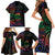 New Caledonia Polynesian Tatoo Personalised Family Matching Short Sleeve Bodycon Dress and Hawaiian Shirt