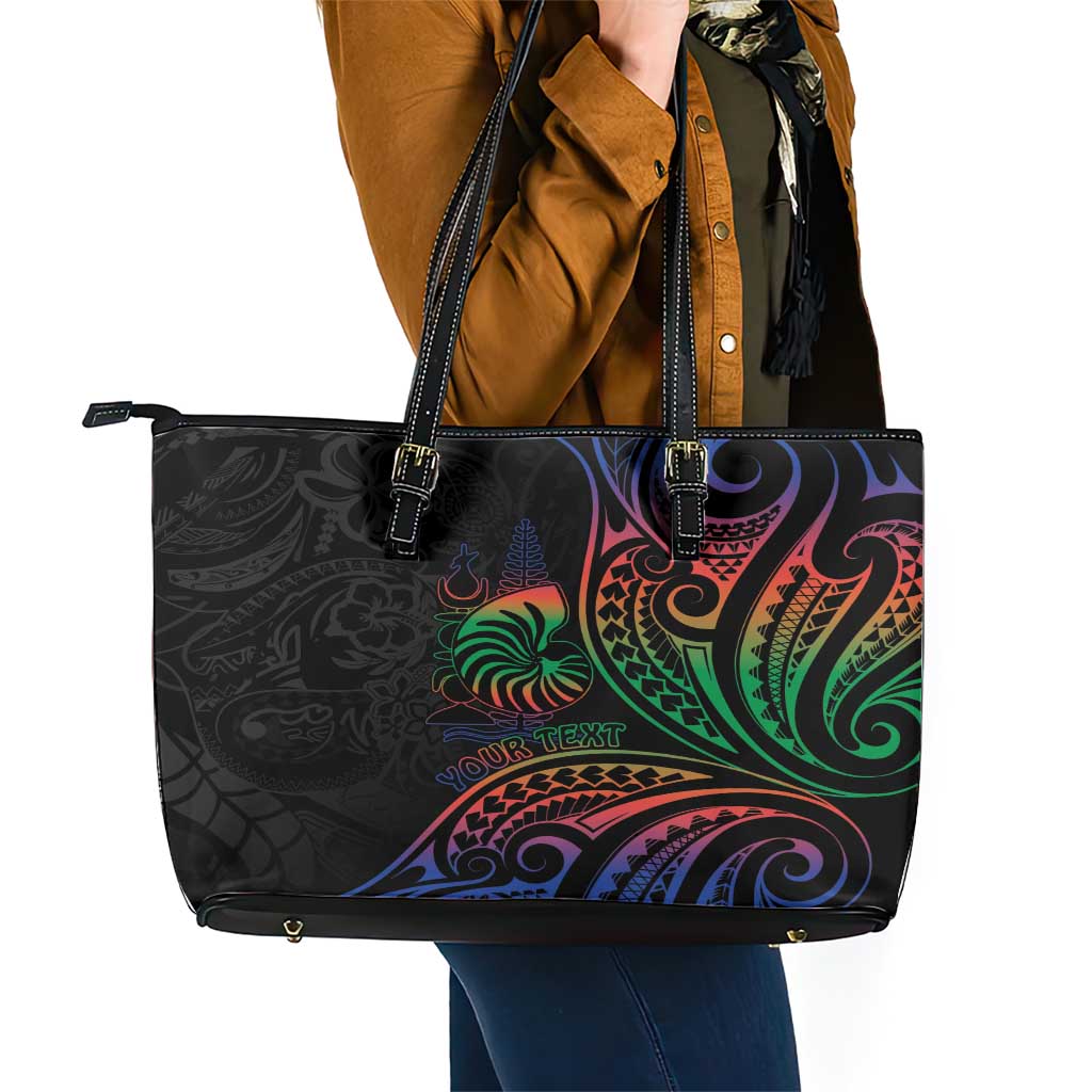 New Caledonia Polynesian Tatoo Personalised Leather Tote Bag LT9 - Polynesian Pride