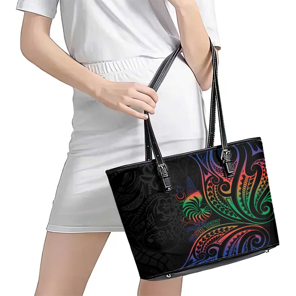 New Caledonia Polynesian Tatoo Personalised Leather Tote Bag LT9 - Polynesian Pride