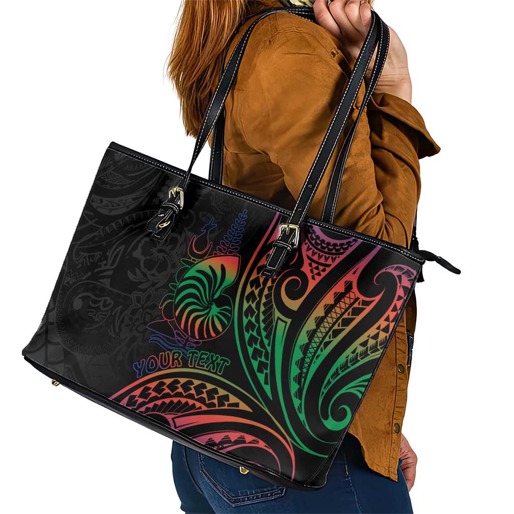 New Caledonia Polynesian Tatoo Personalised Leather Tote Bag LT9 - Polynesian Pride