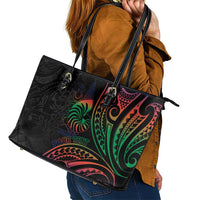 New Caledonia Polynesian Tatoo Personalised Leather Tote Bag LT9 - Polynesian Pride