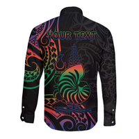 New Caledonia Polynesian Tatoo Personalised Long Sleeve Button Shirt LT9 - Polynesian Pride