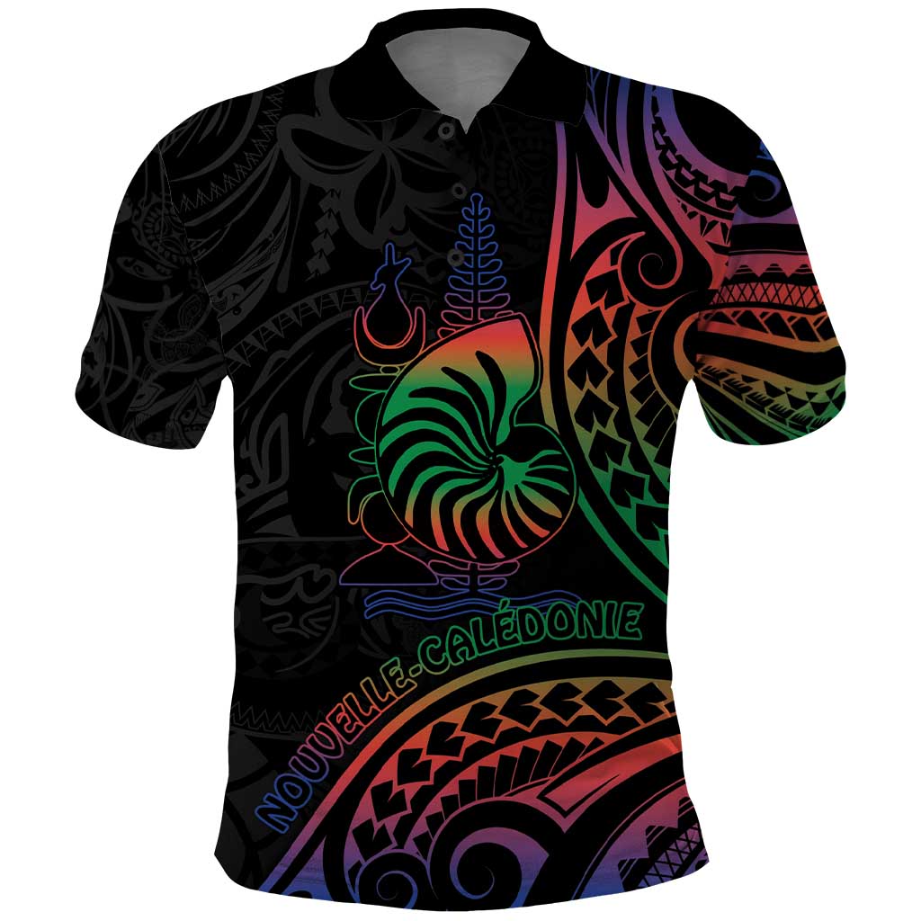 New Caledonia Polynesian Tatoo Personalised Polo Shirt LT9 Black - Polynesian Pride