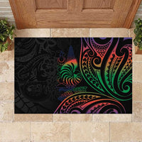 New Caledonia Polynesian Tatoo Personalised Rubber Doormat LT9 Black - Polynesian Pride
