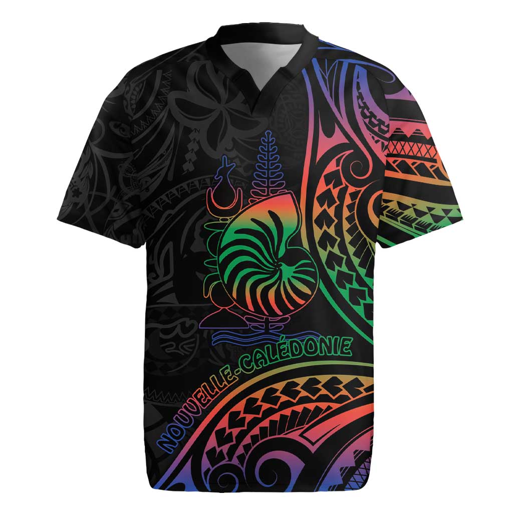 New Caledonia Polynesian Tatoo Personalised Rugby Jersey LT9 Black - Polynesian Pride