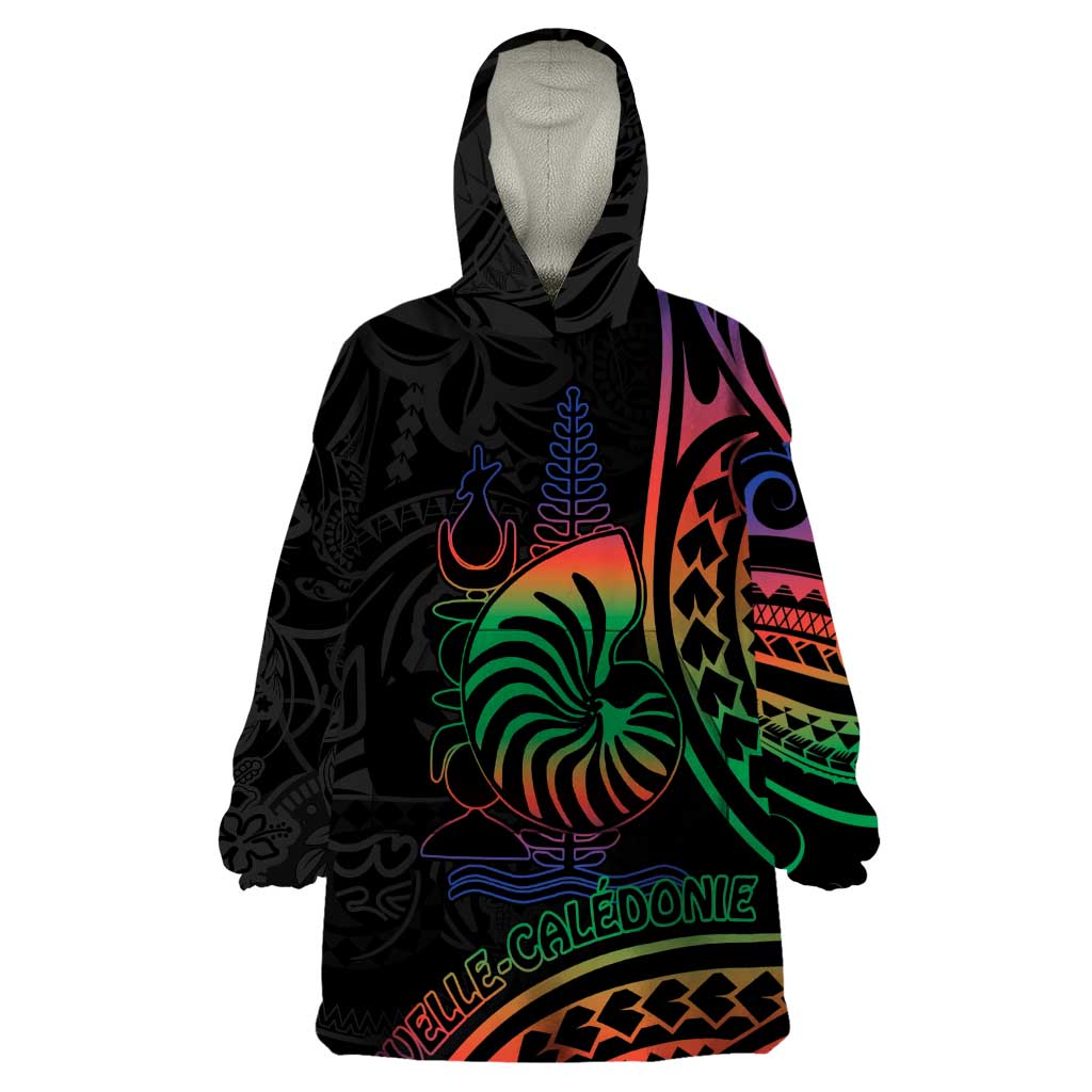 New Caledonia Polynesian Tatoo Personalised Wearable Blanket Hoodie