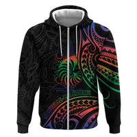 New Caledonia Polynesian Tatoo Personalised Zip Hoodie LT9 Zip Hoodie Black - Polynesian Pride