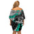 personalised-polynesia-skull-family-matching-off-shoulder-short-dress-and-hawaiian-shirt-tattoo-in-the-style-of-maori-with-marine-life-aqua