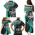 Personalised Polynesia Skull Family Matching Puletasi Dress and Hawaiian Shirt Tattoo In The Style Of Maori With Marine Life Aqua LT9 - Polynesian Pride