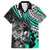 Personalised Polynesia Skull Family Matching Puletasi Dress and Hawaiian Shirt Tattoo In The Style Of Maori With Marine Life Aqua LT9 Dad's Shirt - Short Sleeve Aqua - Polynesian Pride