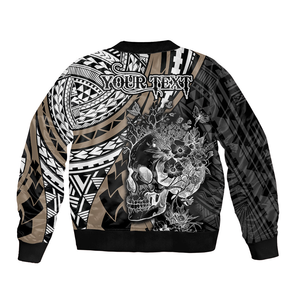 Personalised Polynesia Skull Bomber Jacket Tattoo In The Style Of Maori With Marine Life Gold LT9 - Polynesian Pride