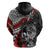 Personalised Polynesia Skull Hoodie Tattoo In The Style Of Maori With Marine Life Red LT9 - Polynesian Pride