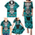 Personalised Polynesia Skull Family Matching Puletasi Dress and Hawaiian Shirt With Boars Tusk Aqua Arty Vibe LT9 - Polynesian Pride