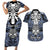 personalised-polynesia-skull-couples-matching-short-sleeve-bodycon-dress-and-hawaiian-shirt-with-boars-tusk-blue-arty-vibe