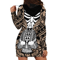 Personalised Polynesia Skull Hoodie Dress With Boars Tusk Gold Arty Vibe LT9 - Polynesian Pride