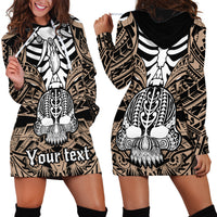 Personalised Polynesia Skull Hoodie Dress With Boars Tusk Gold Arty Vibe LT9 - Polynesian Pride