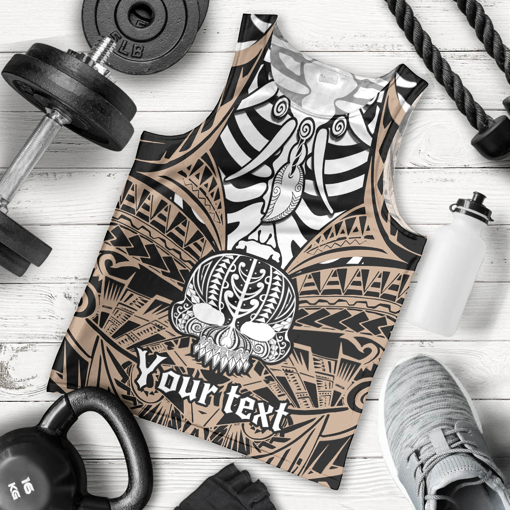 Personalised Polynesia Skull Men Tank Top With Boars Tusk Gold Arty Vibe LT9 Gold - Polynesian Pride